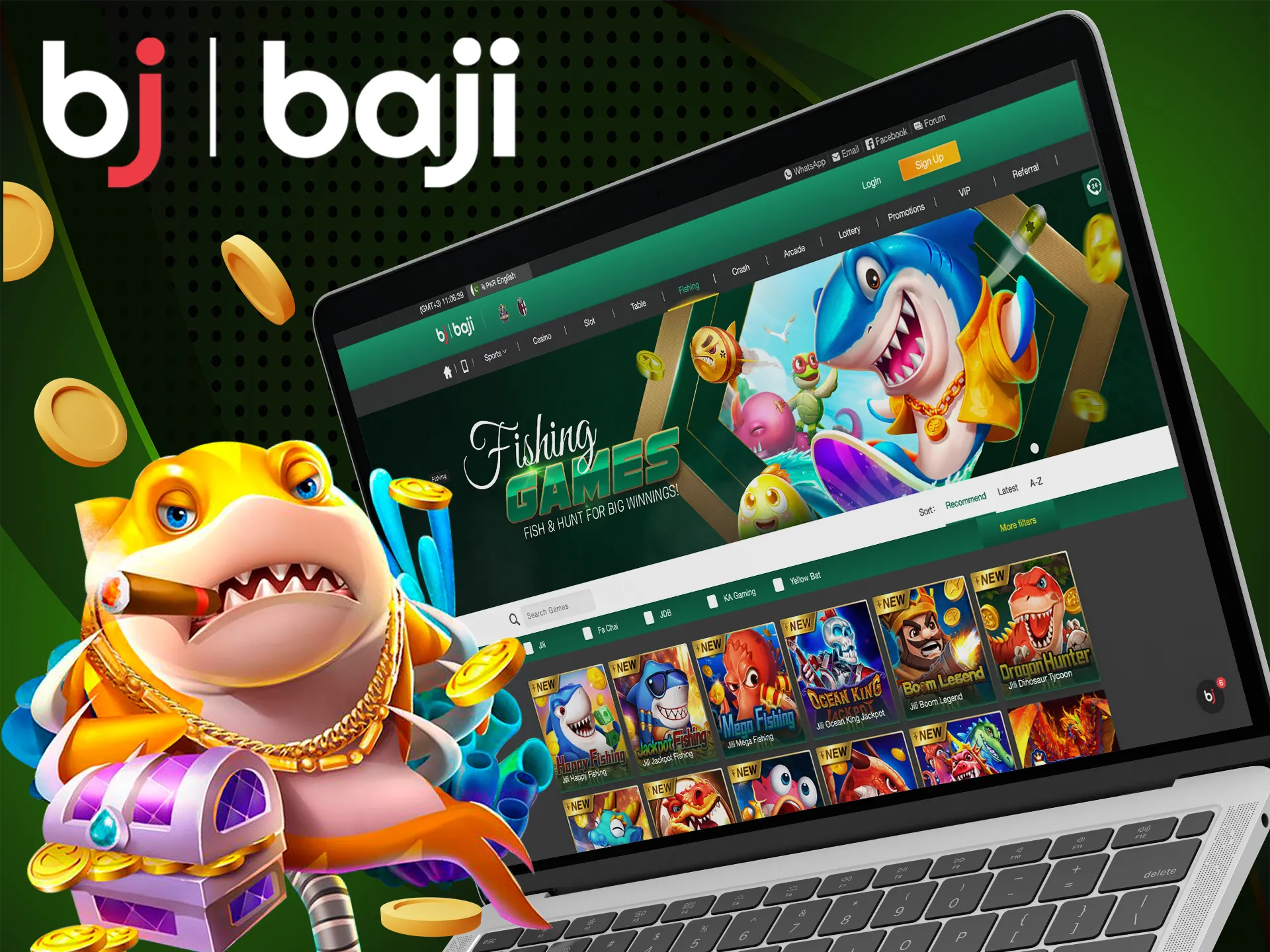 Try your luck in the fishing game section with Baji Live. Visit the fishing page of the our site and play now