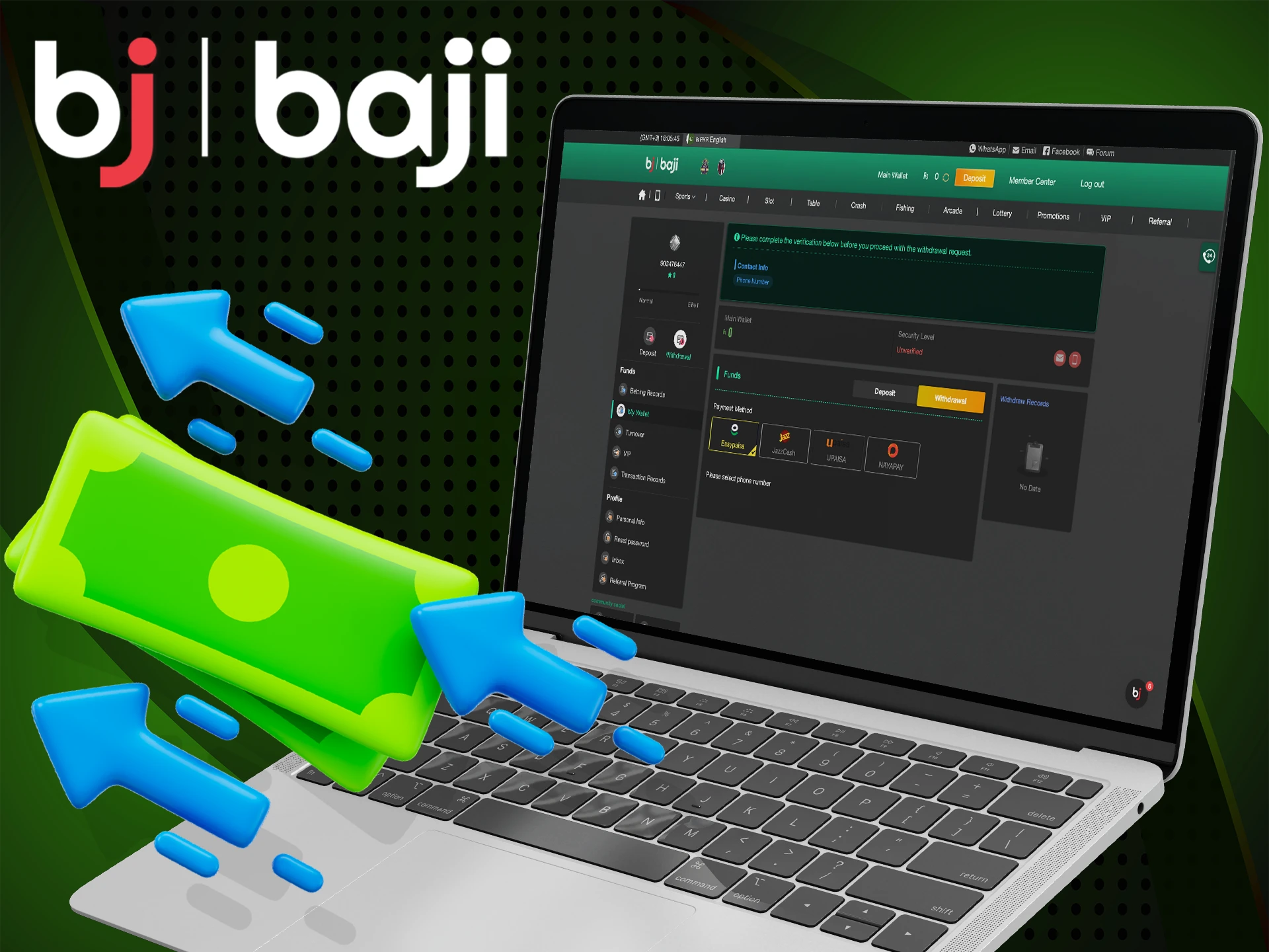 Check out how to Baji withdrawl winnings from the official website and app. Follow these steps for withdraw your money from Baji