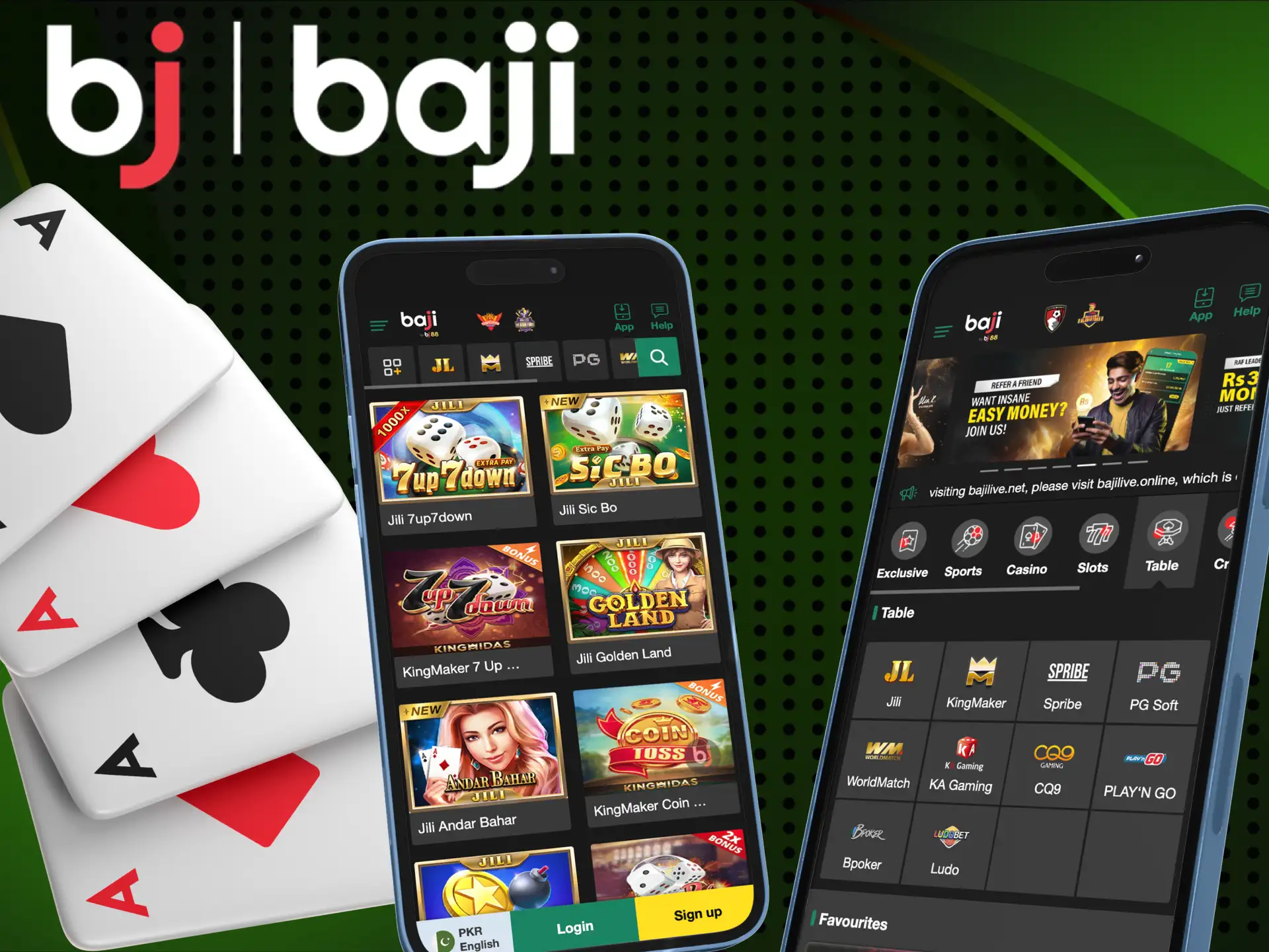 The most popular table game providers are presented on the Baji online casino website.