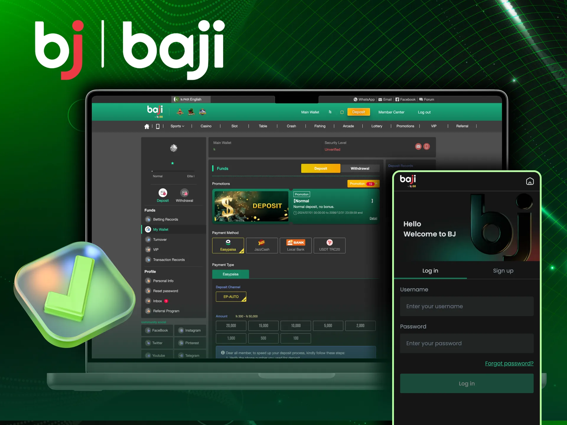 Verify your Baji account to ensure security and withdraw winnings.