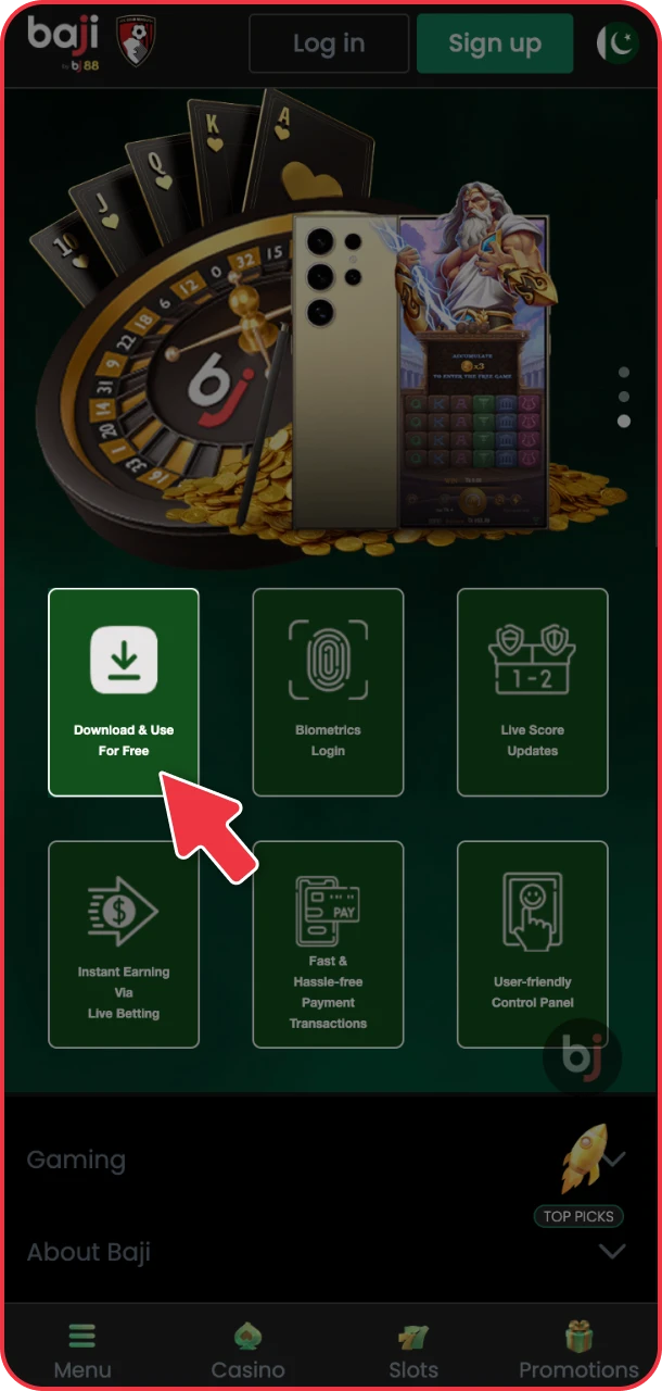 Start your iOS download and play instantly on Baji.