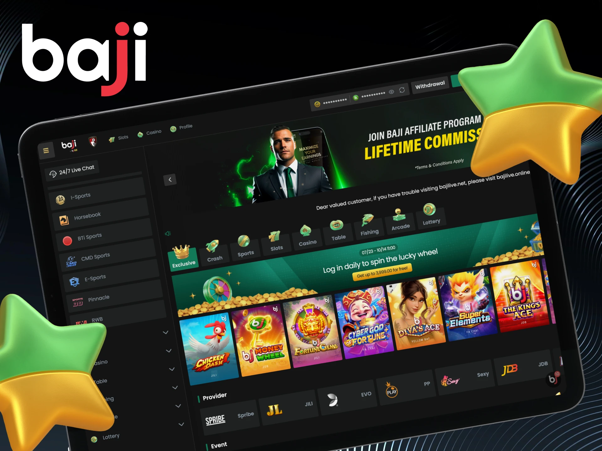 Enjoy unique advantages when playing online at Baji.