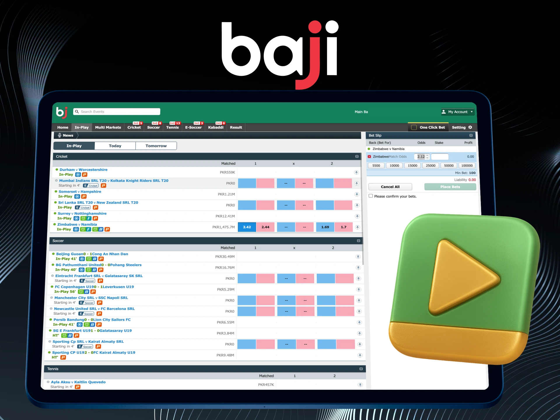 Feel the rush of live betting on Baji.