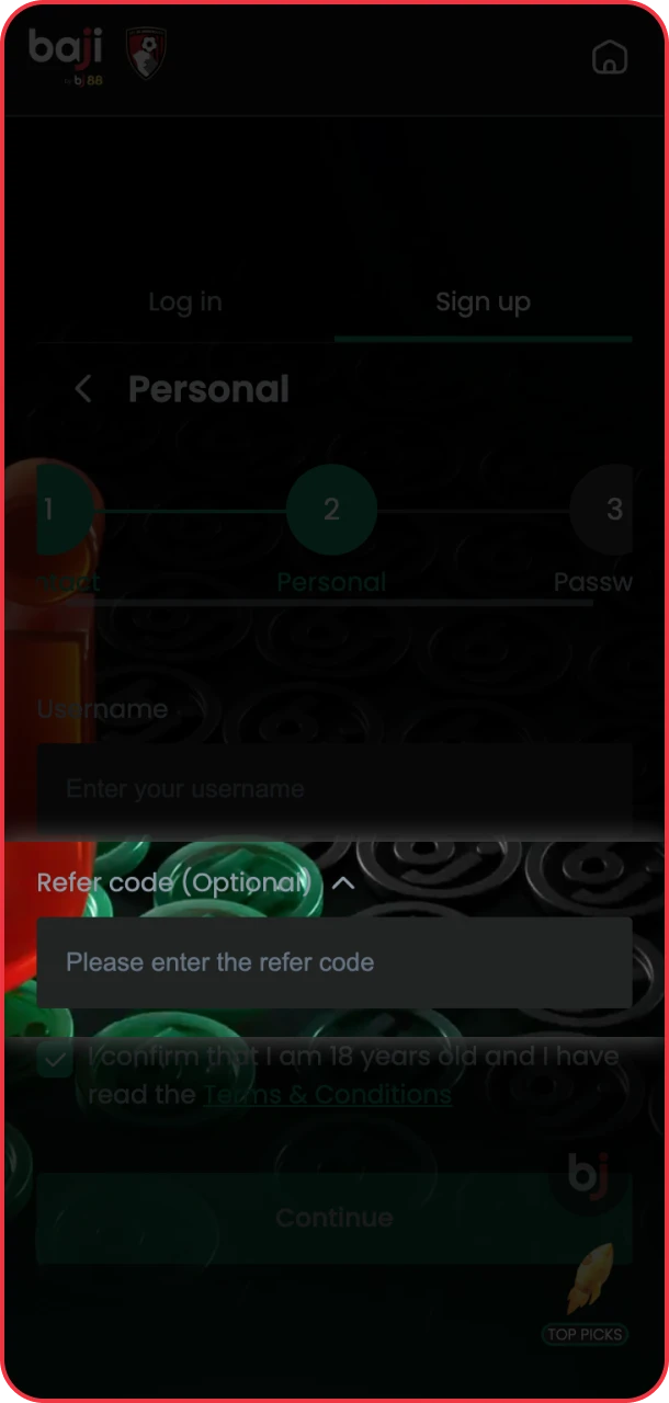 Select your account's primary currency and enter your referral code.
