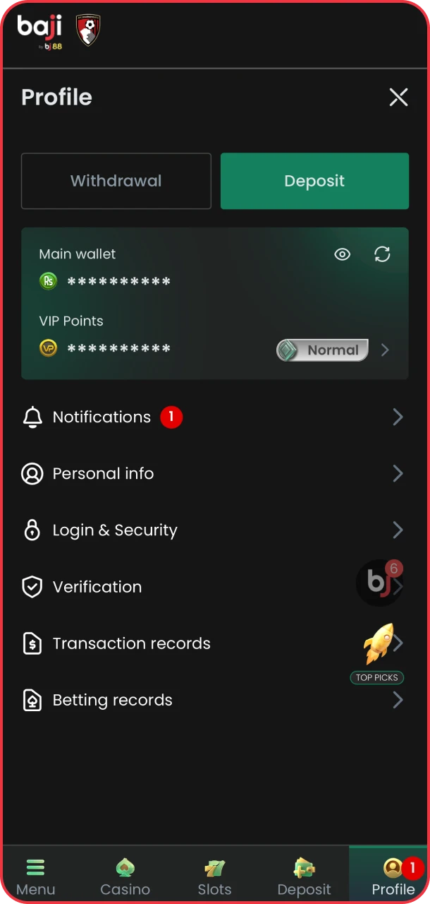 Go to the withdrawal section through your personal account.